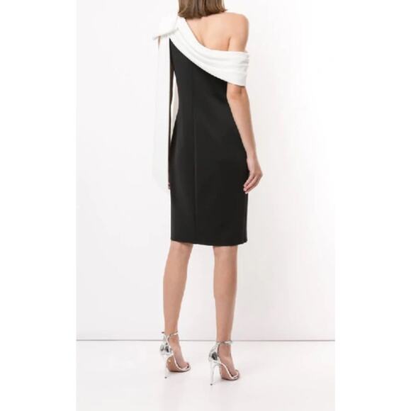 Tadashi Shoji Rigel Black White One Shoulder Dress NWT Formal Cocktail size L - Picture 5 of 14